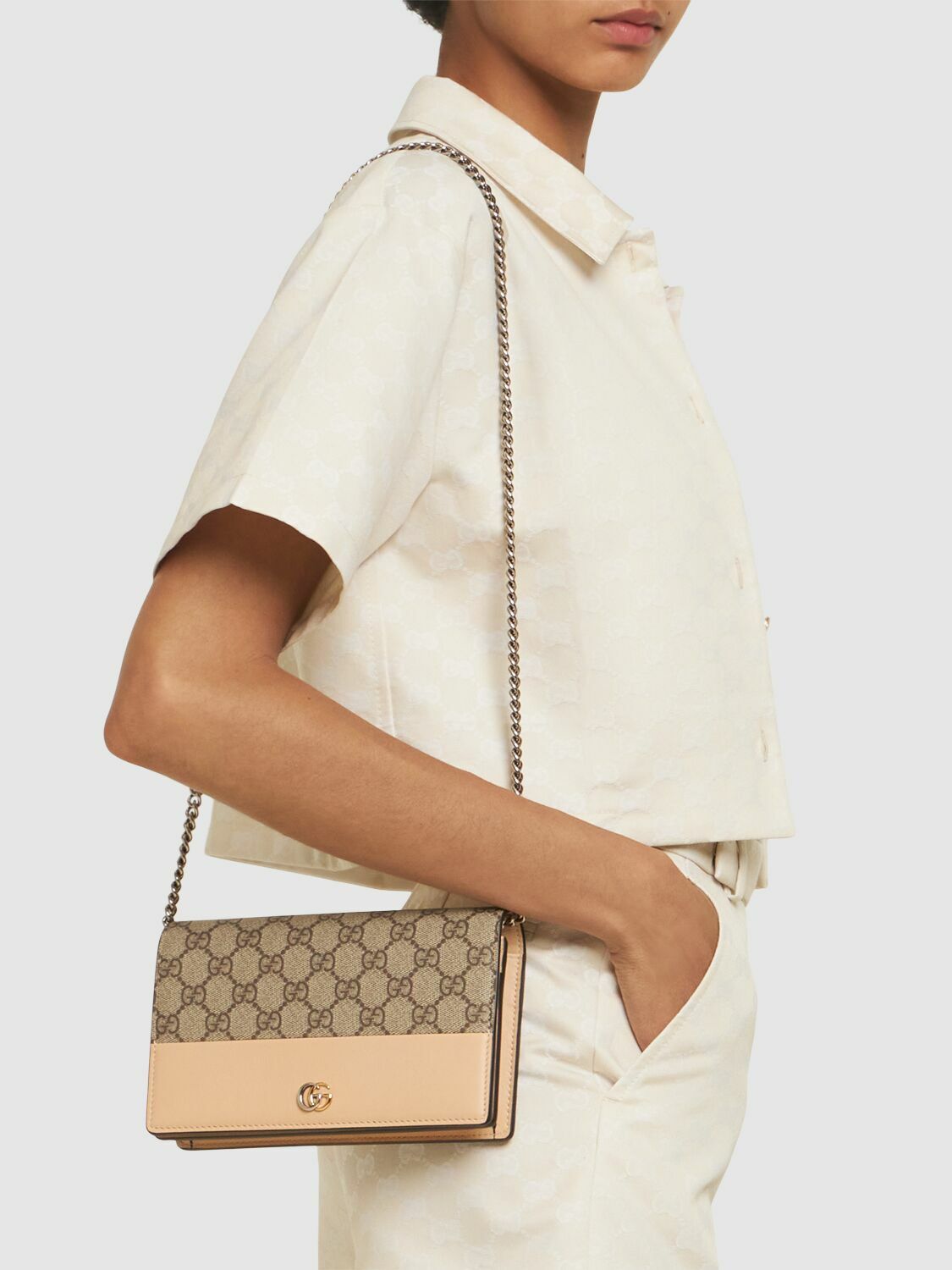 GUCCI Petite Marmont Leather Wallet On Chain