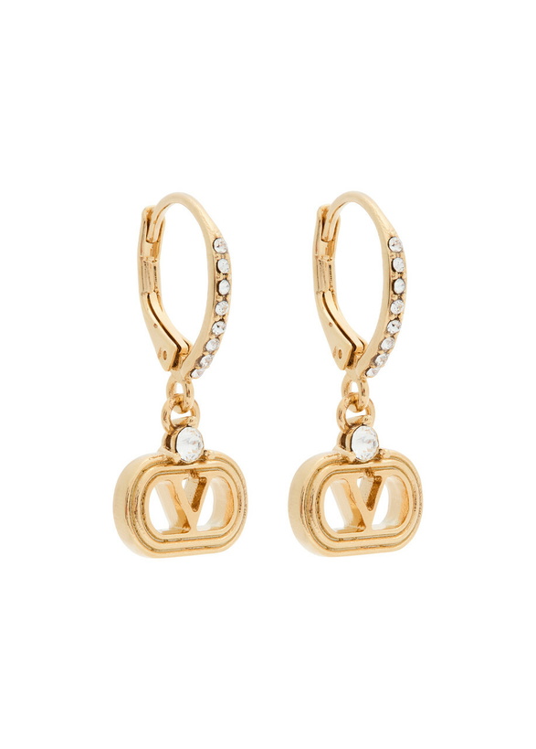 Photo: Valentino Garavani Ovalette Vlogo Hoop Earrings - Gold - One Size