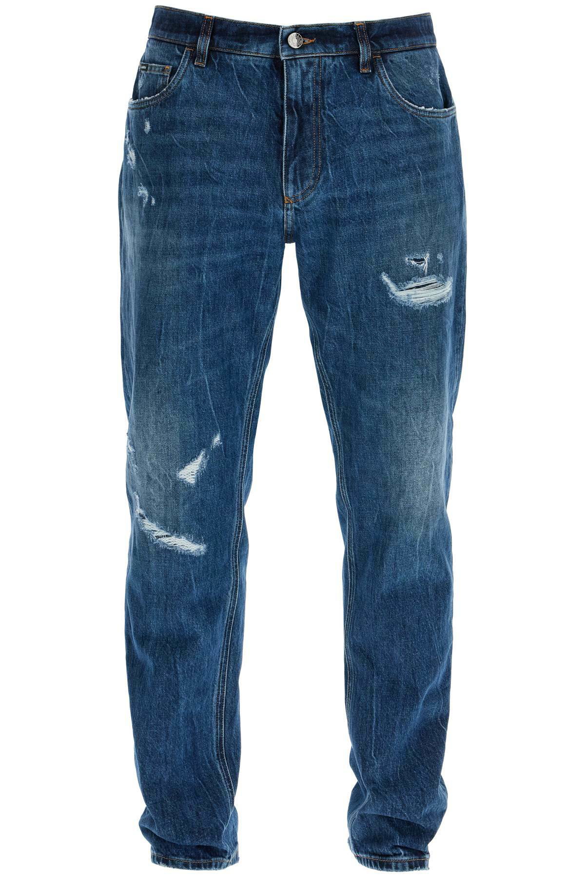 DOLCE & GABBANA distressed denim loose fit jeans for Blue