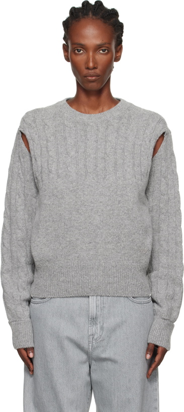 Photo: OPEN YY Gray Convertible Cable Knit Sweater