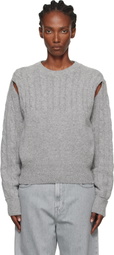 OPEN YY Gray Convertible Cable Knit Sweater