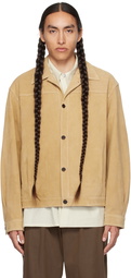 LE17SEPTEMBRE Beige Spread Collar Suede Jacket