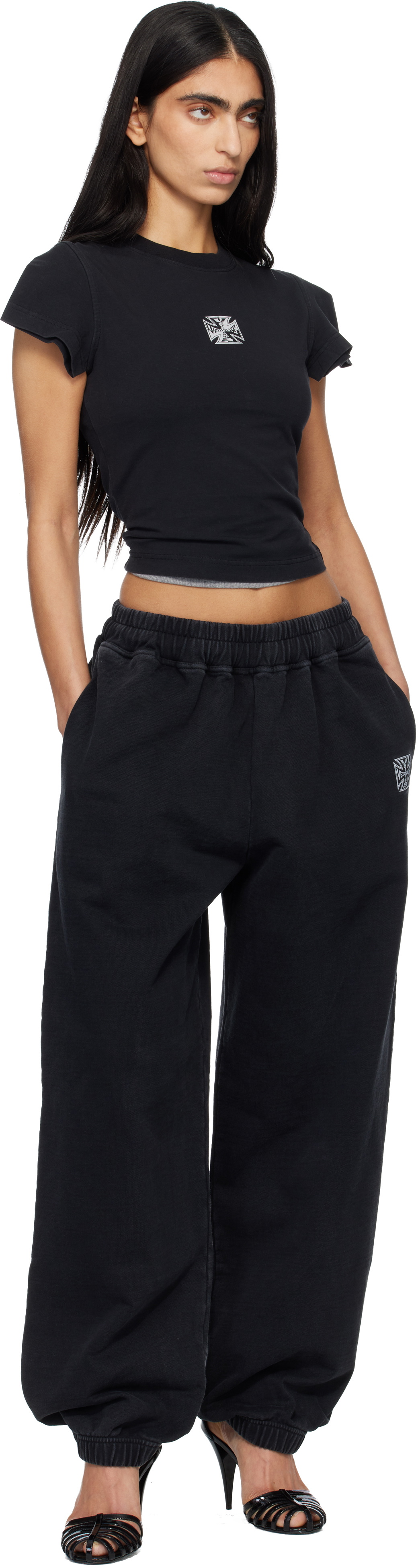 VETEMENTS Black Biker Cross Logo Sweatpants