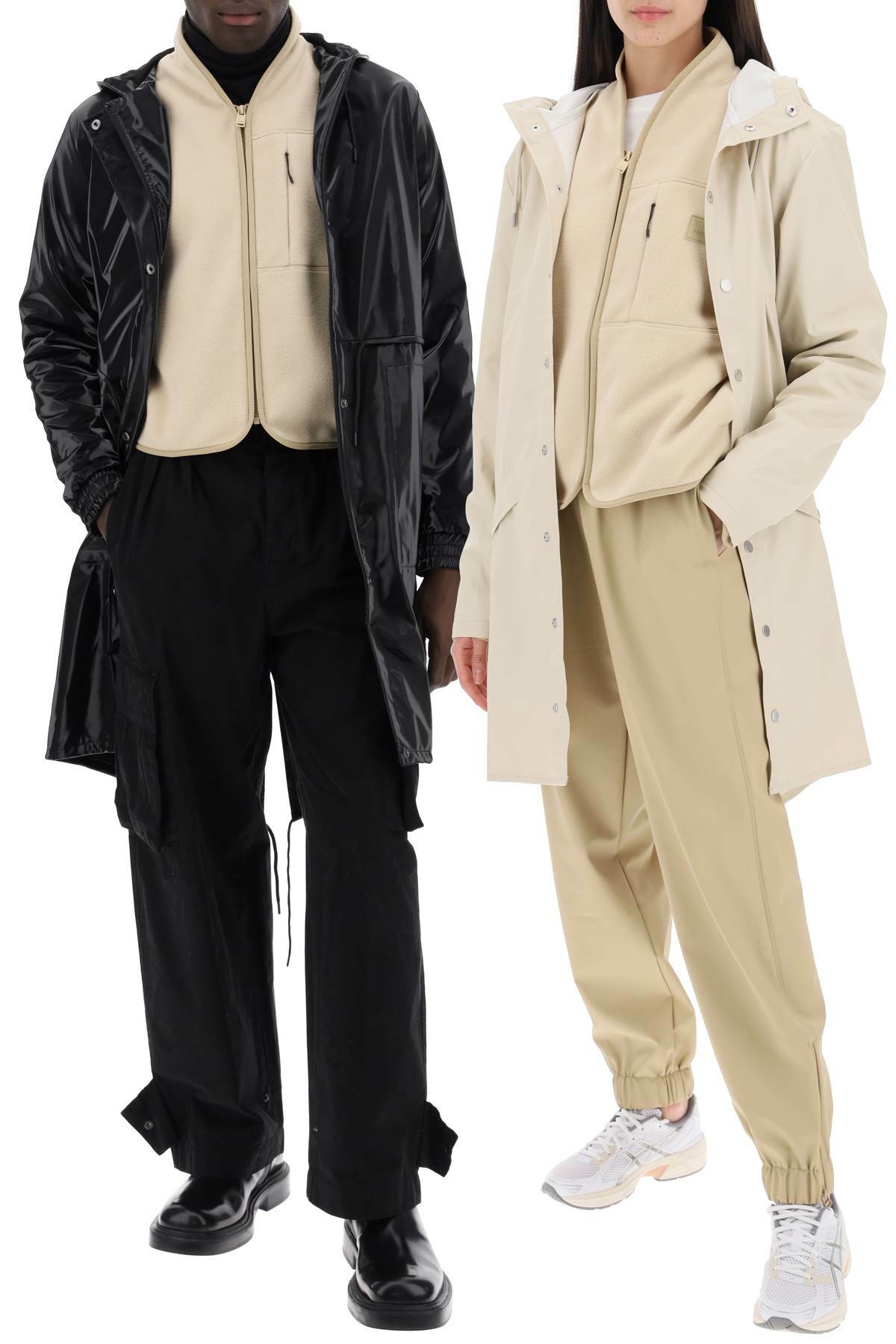 RAINS short fleece jacket in durban style Beige