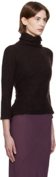 AARON ESH Brown Tied Roller Neck Sweater