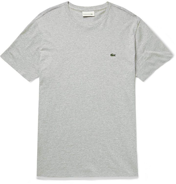 Photo: Lacoste - Slim-Fit Logo-Appliquéd Cotton-Jersey T-Shirt - Gray