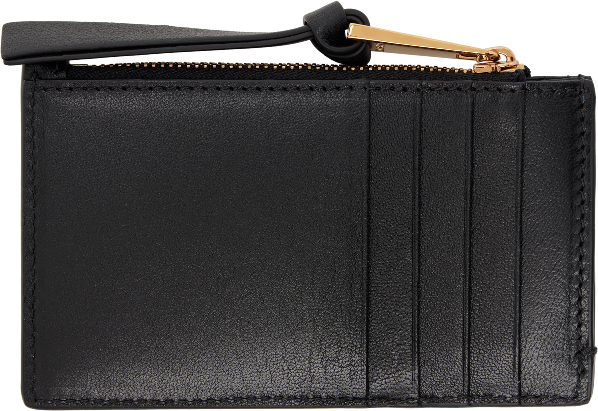Versace Black 'Versace' Tag Zip Card Holder