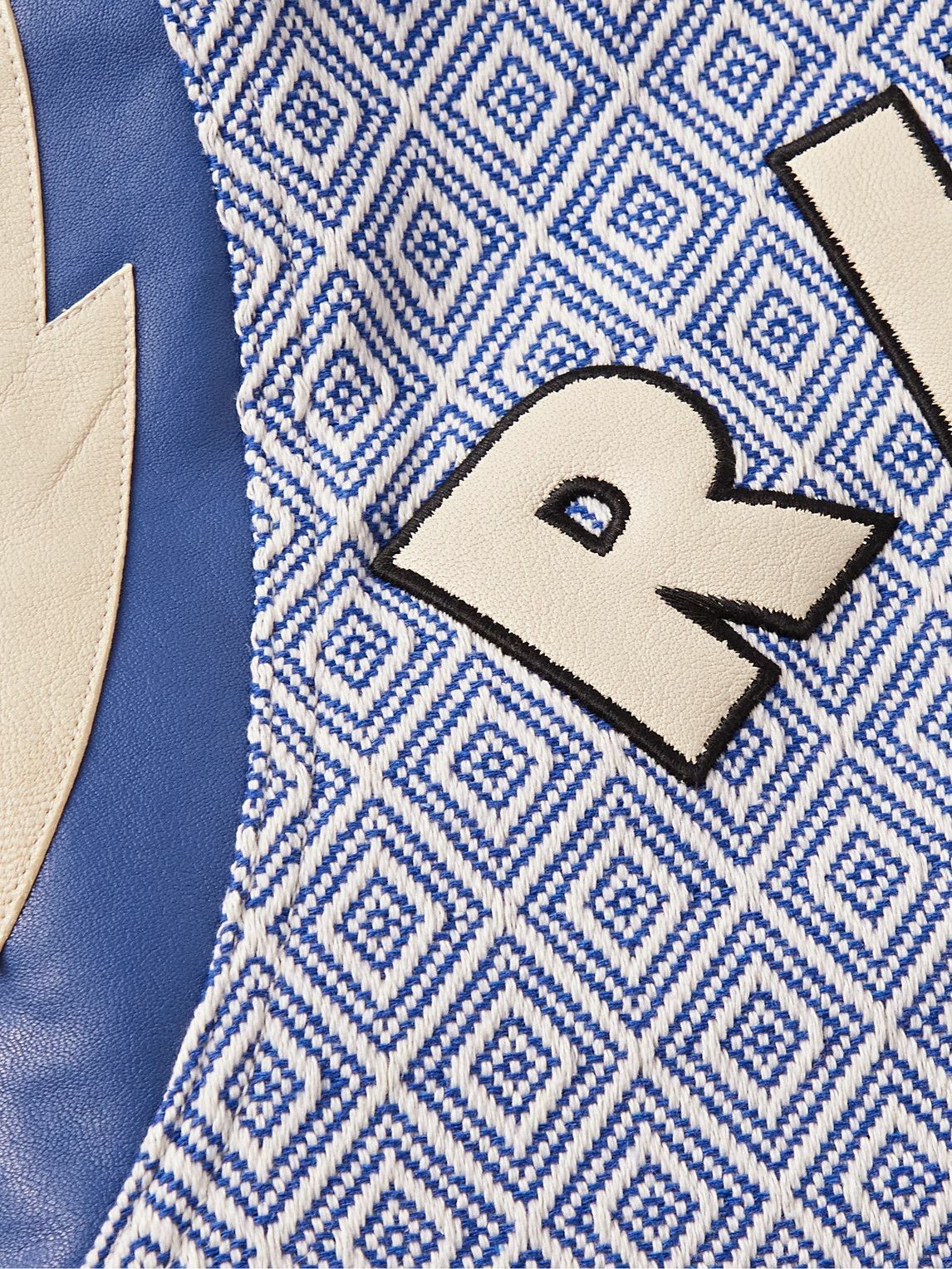 RHUDE JACQUARD LIGHTNING KNIT AND LEATHER BOMBER