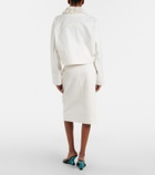 Plan C Embellished cotton drill midi skirt