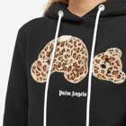 Palm Angels Women's Leopard Bear Hoodie in Black/Brown