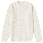 Norse Projects Men's Arild Cable Crew Knit in Ecru