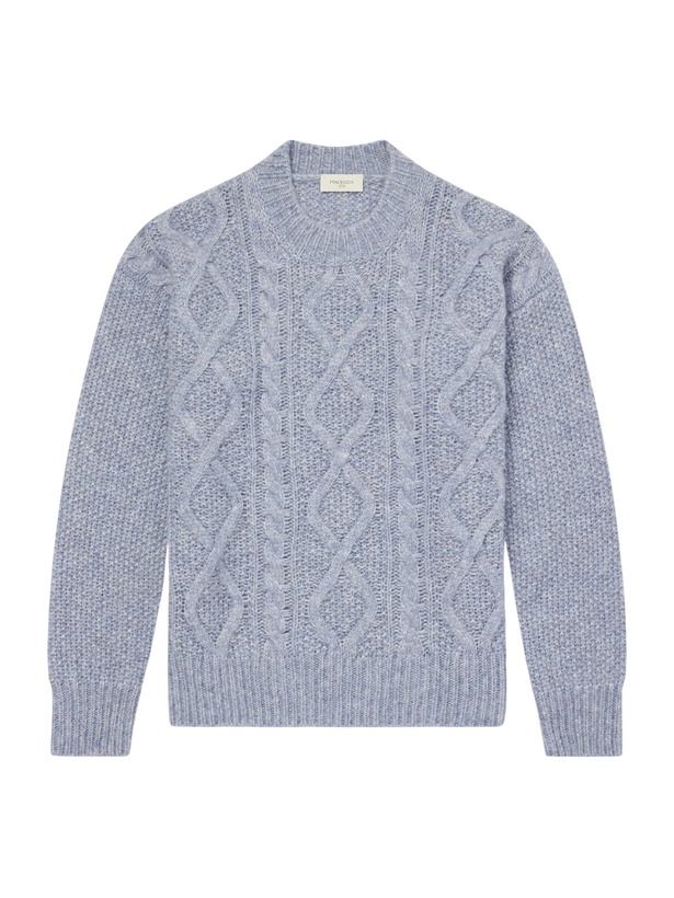 Photo: PIACENZA 1733 - Cable-Knit Alpaca and Wool-Blend Sweater - Blue