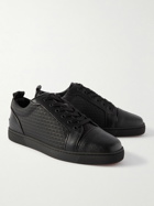 Christian Louboutin - Louis Junior Orlato Leather-Trimmed Perforated Rombo Max Rubber Sneakers - Black