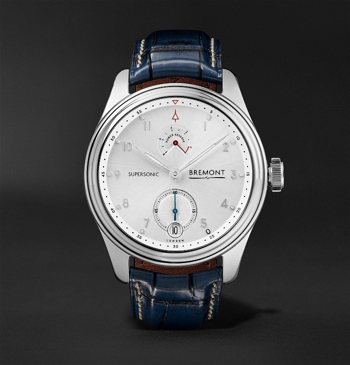 Photo: Bremont - Supersonic Limited Edition Hand-Wound 43mm White Gold and Alligator Watch - Silver