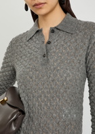 Missoni Textured-knit Cashmere Polo top Grey