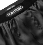 TOM FORD - Velvet-Trimmed Stretch-Silk Satin Boxer Shorts - Black