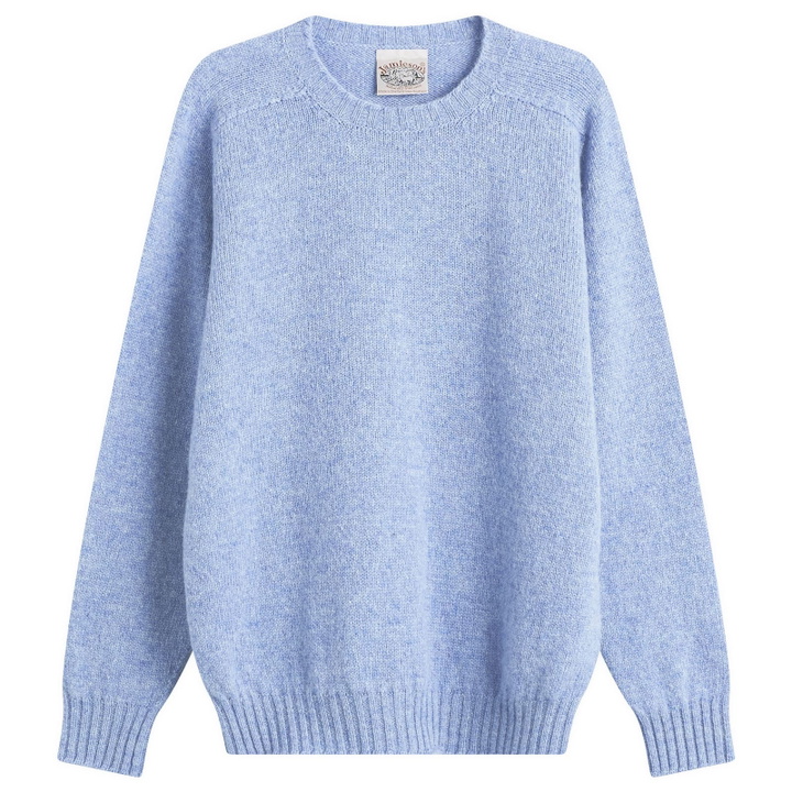 Photo: Jamieson's of Shetland Men's Jamiesons of Shetland Crew Knit in Blue Danube