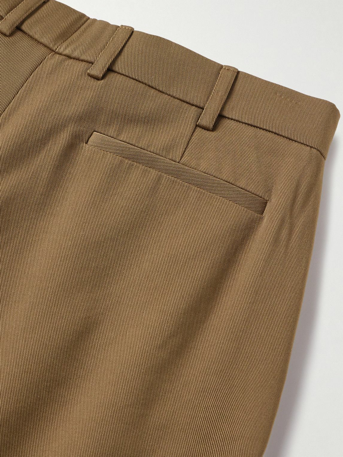 De Bonne Facture - Straight-Leg Pleated Cotton-Twill Trousers - Brown