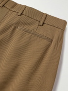 De Bonne Facture - Straight-Leg Pleated Cotton-Twill Trousers - Brown