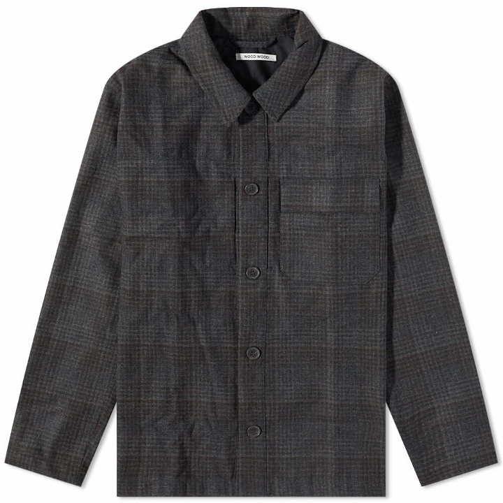 Photo: Wood Wood Men's Clive Wool Check Overshirt in Black