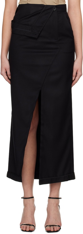 Photo: lesugiatelier Black Asymmetric Belt Skirt