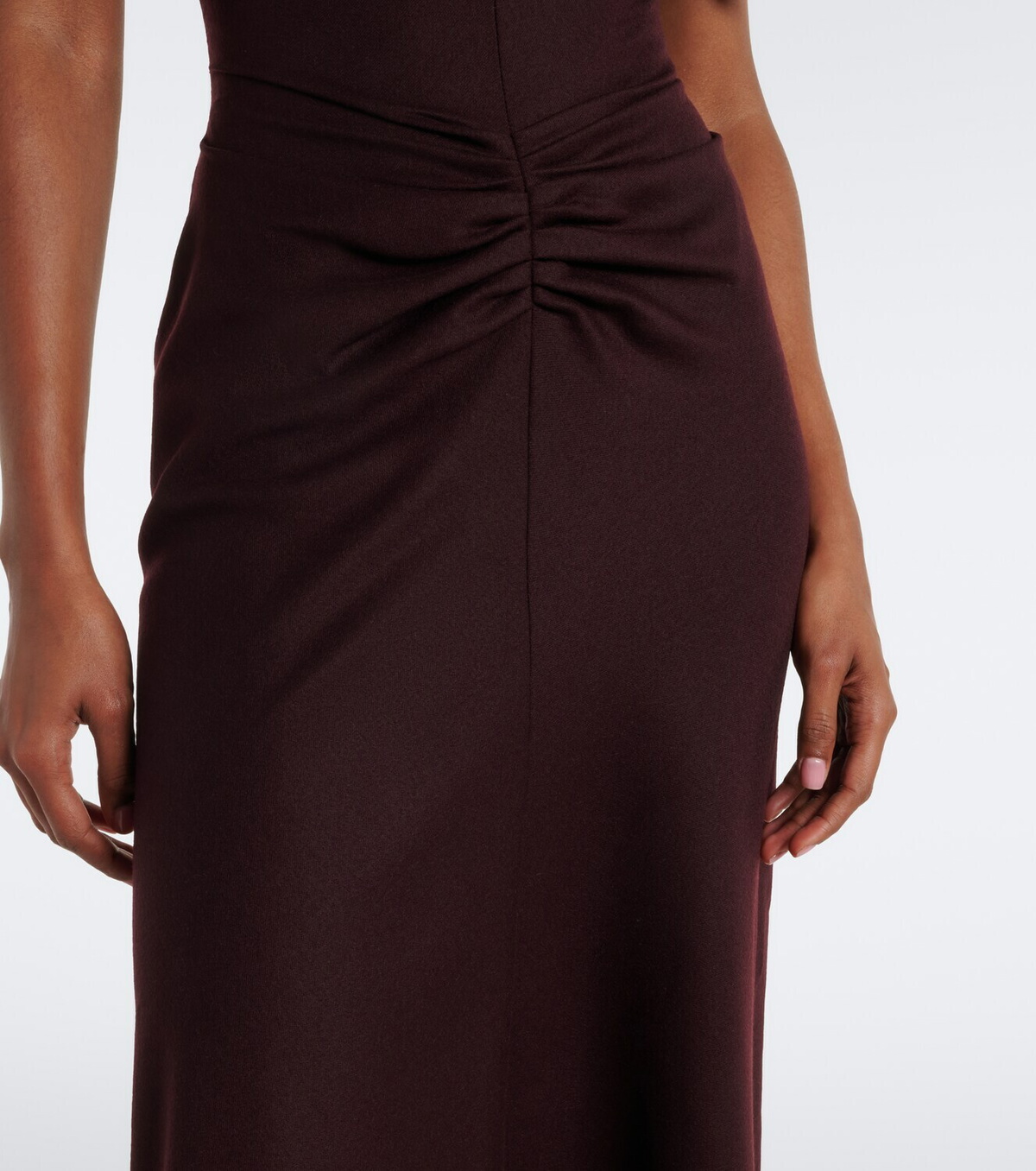 Victoria Beckham Bela gathered virgin wool midi dress
