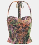 Roberta Einer Printed halterneck bustier top