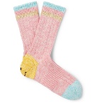 KAPITAL - Smiley Striped Cotton and Hemp-Blend Socks - Pink