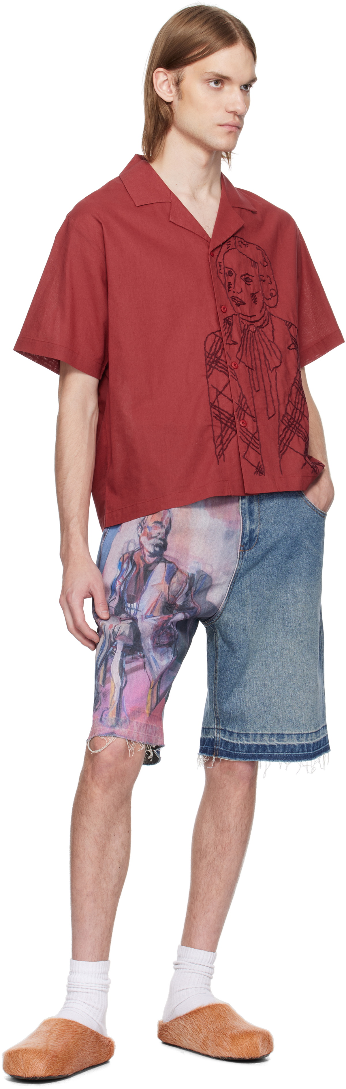 KidSuper Red Hand Stitched Woman Shirt