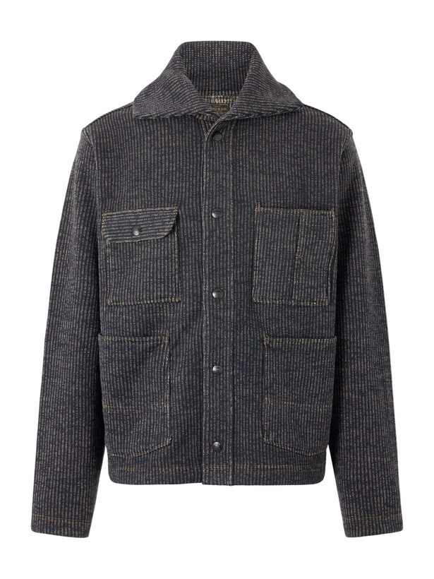Photo: RRL - Charles Striped Cotton-Blend Fleece Jacket - Gray