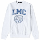 LMC Men's College Bear Crew Sweat in Light Heather Grey