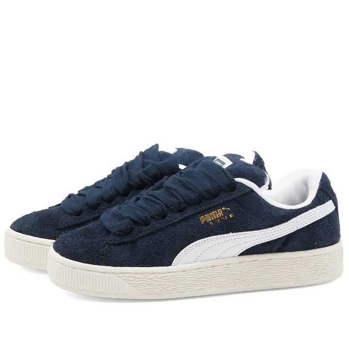 Photo: Puma Suede XL Hairy Sneakers in Club Navy/Frosted Ivory