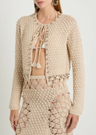 Rabanne Bead-embellished Crochet Cotton Cardigan Ecru