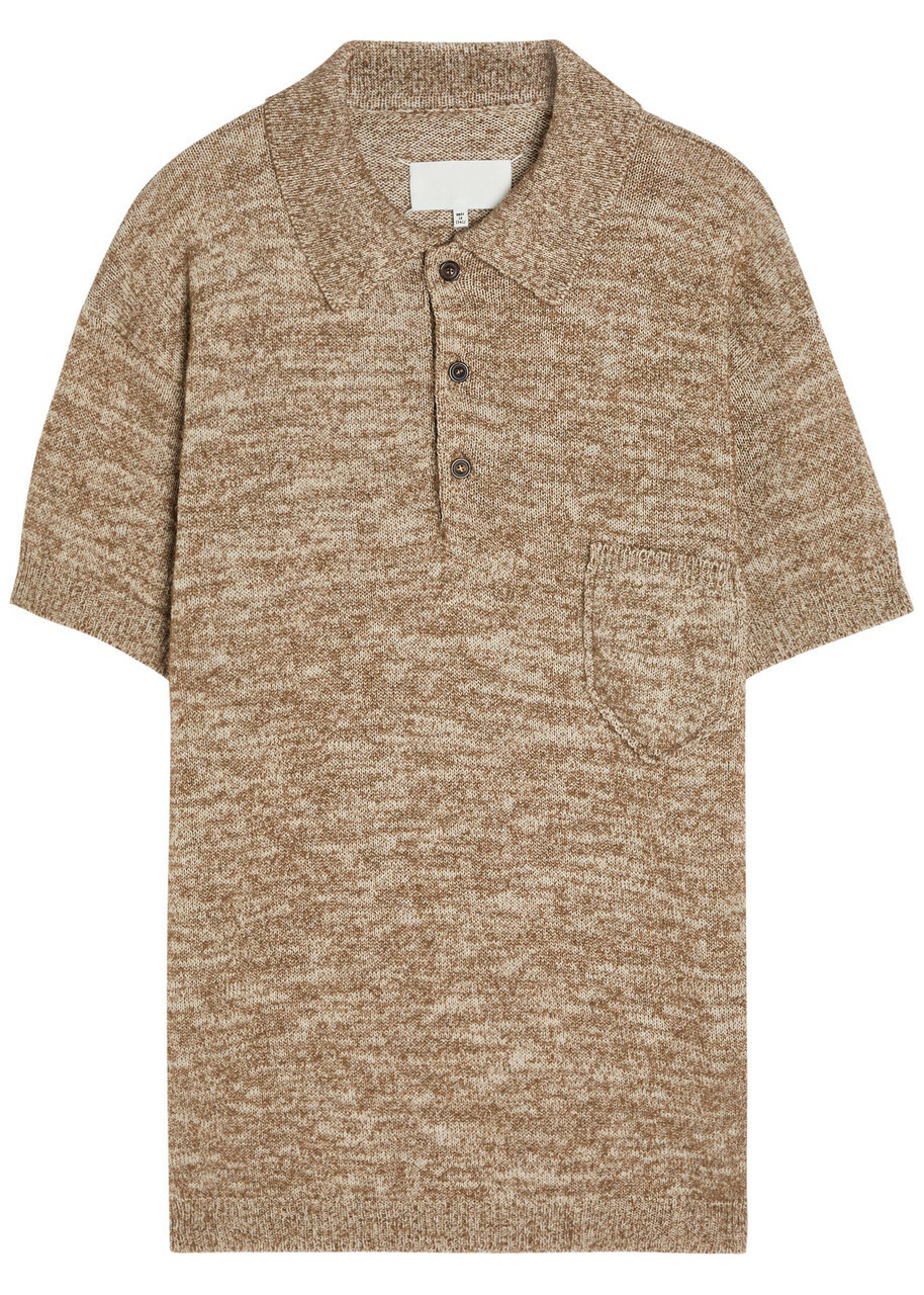Maison Margiela Melangé-knit Cotton-blend Polo Shirt Beige