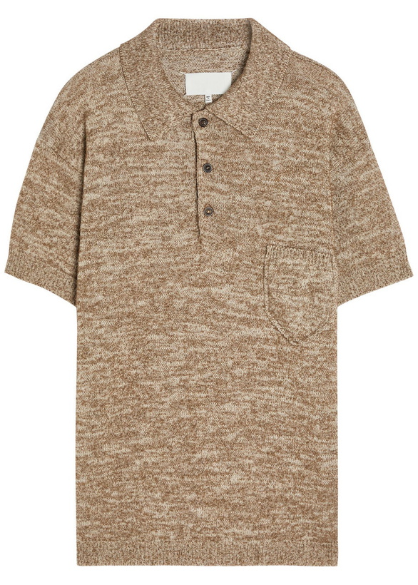 Photo: Maison Margiela Melangé-knit Cotton-blend Polo Shirt Beige