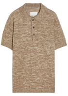Maison Margiela Melangé-knit Cotton-blend Polo Shirt Beige