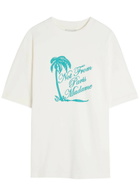 DRÔLE DE Monsieur Slogan Palmiers Printed Cotton T-shirt Off White