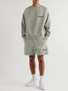 FEAR OF GOD ESSENTIALS - Straight-Leg Logo-Flocked Cotton-Blend Drawstring Shorts - Gray