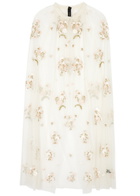 Needle & Thread Posy Floral-embroidered Tulle Cape Cream