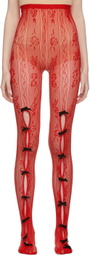 Nodress Red Fishnet Bow Tights