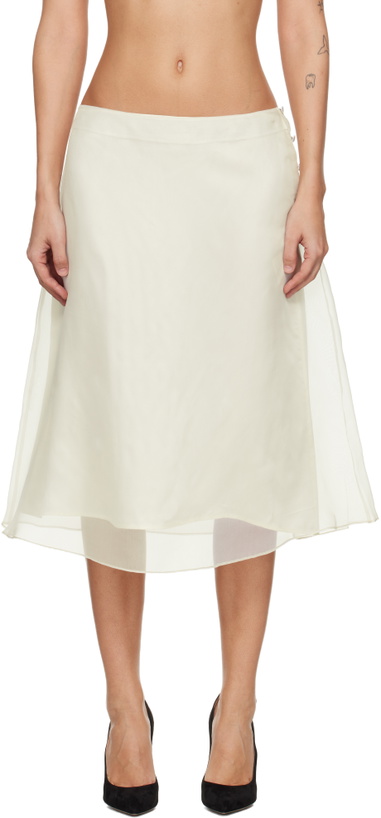 Photo: AMI Paris Off-White Silk Sheer Trapeze Midi Skirt
