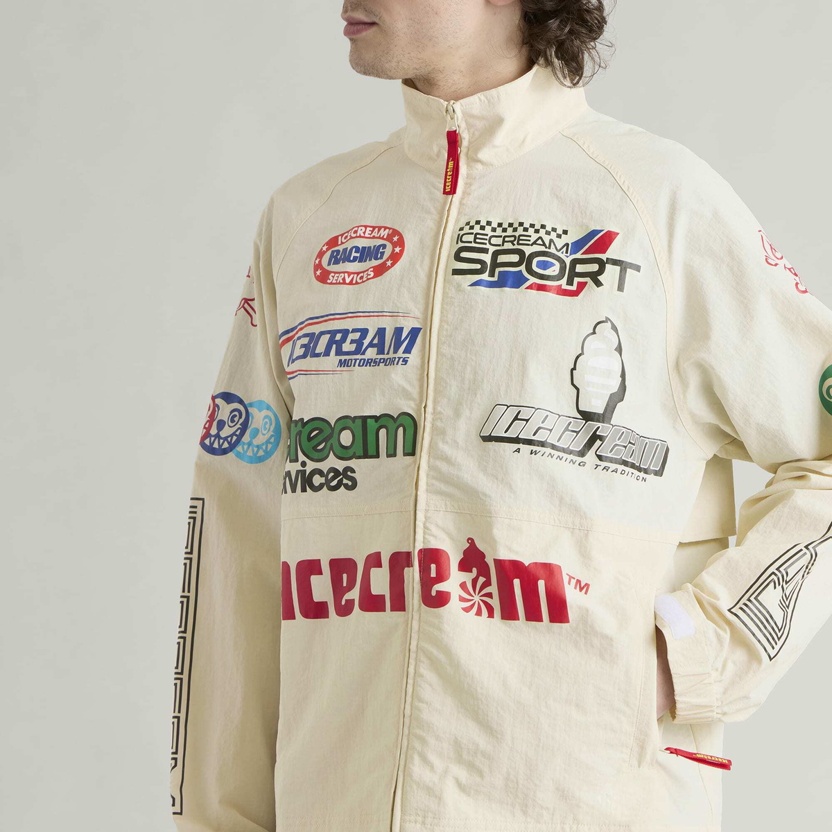 ICECREAM Men's Pit Crew Ripstop Jacket in Ecru