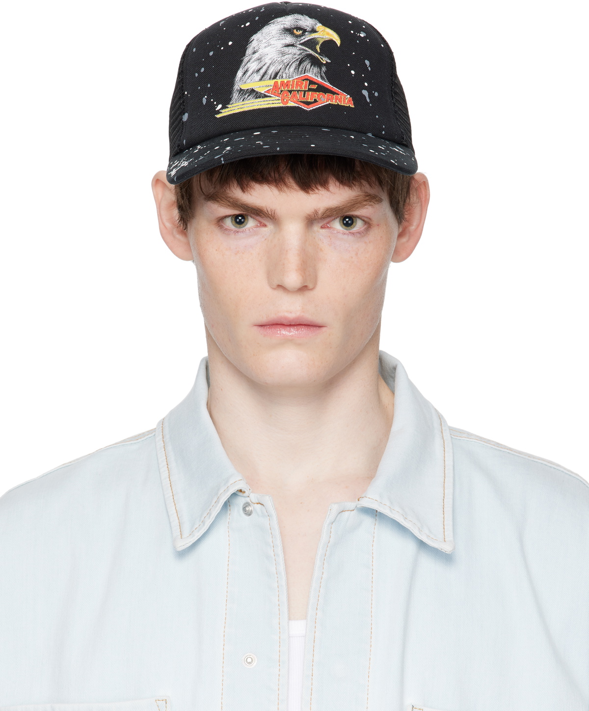 AMIRI Men's CNY Dragon Trucker Hat in Black Amiri