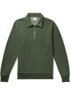 Hartford - Cotton-Blend Half-Zip Sweatshirt - Green