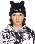 GCDS Black Teddy Ear Beanie