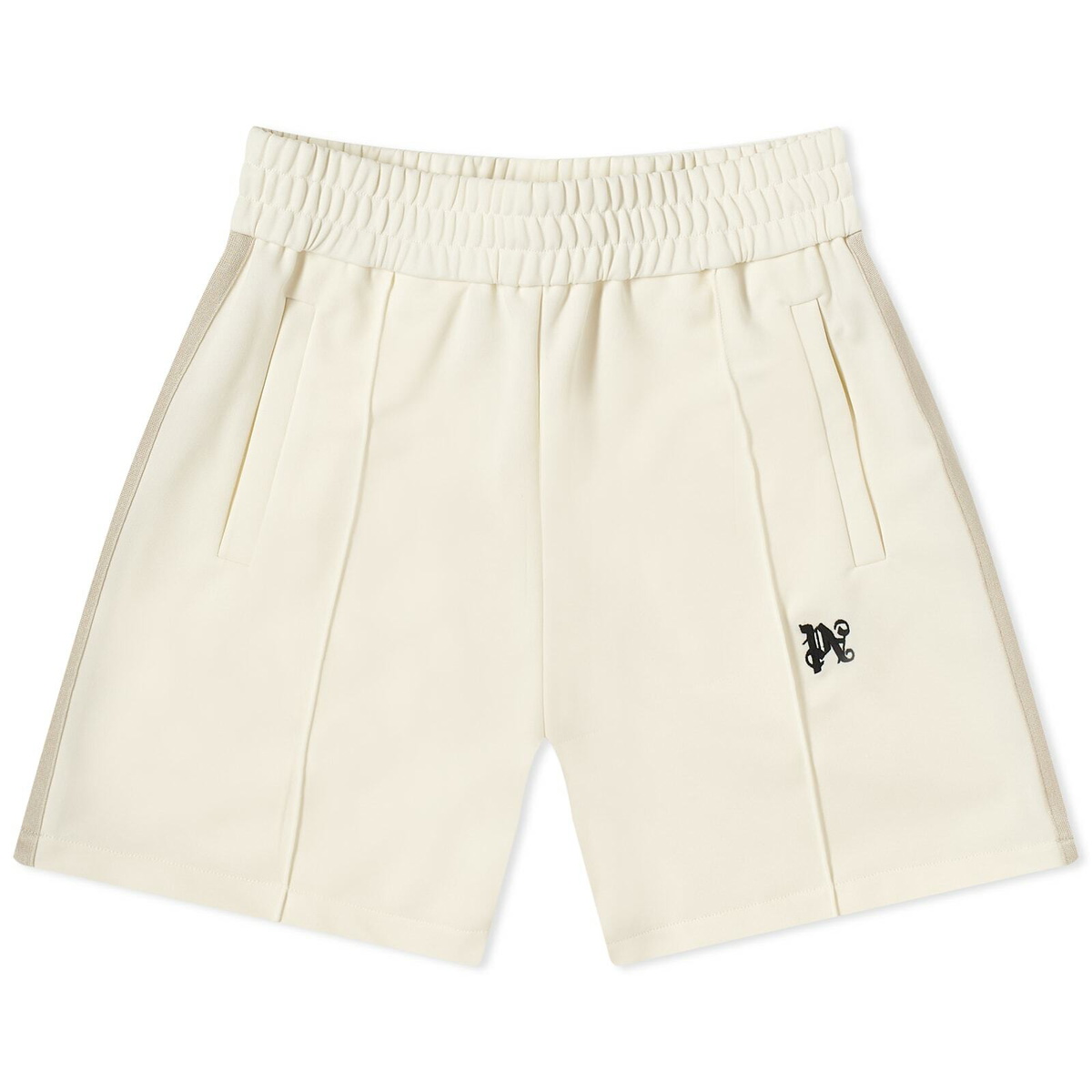 Palm Angels Men's Monogram Track Shorts in Off White Palm Angels