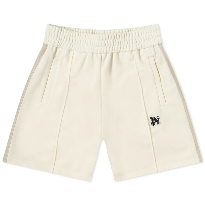 Photo: Palm Angels Men's Monogram Track Shorts in Off White