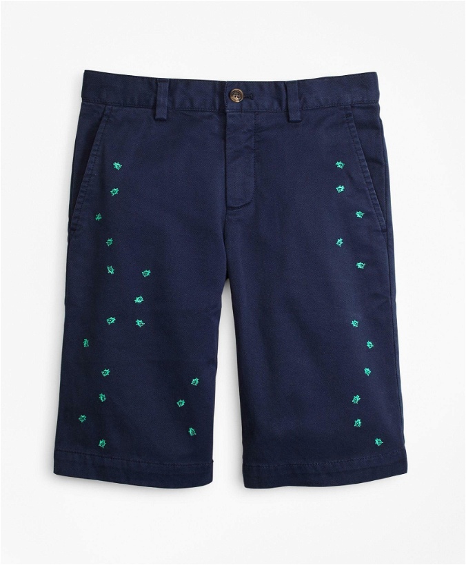 Photo: Brooks Brothers Boys Cotton Bug Embroidered Chino Shorts | Navy