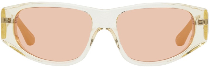 Photo: Dries Van Noten Beige Linda Farrow Edition Rectangular Sunglasses