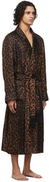 TOM FORD Black & Brown Silk Leopard Robe